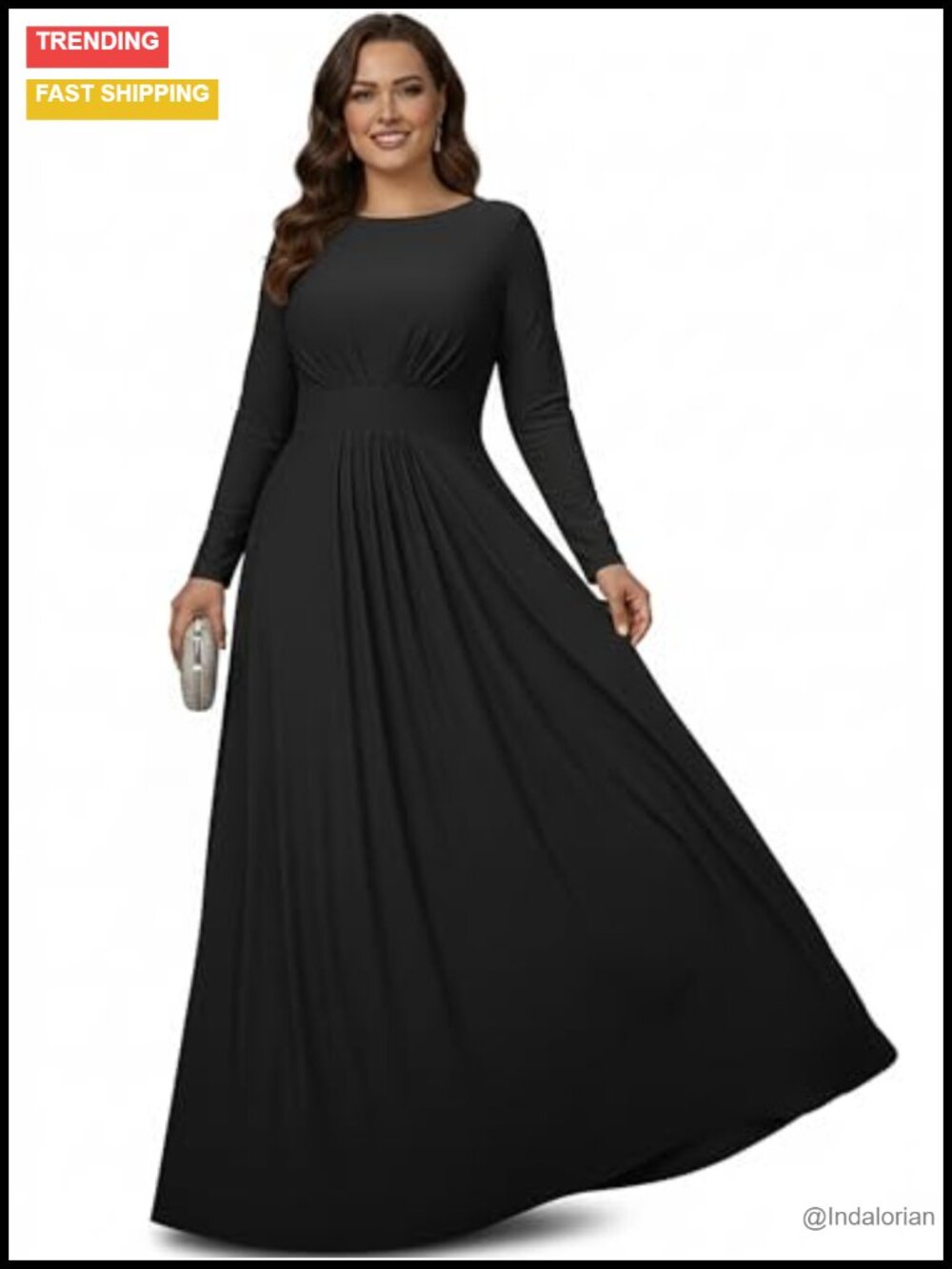 Women's Long Sleeve Flowy Maxi Dress Gown Evening Maternity